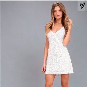 White Backless Sequin Mini Dress